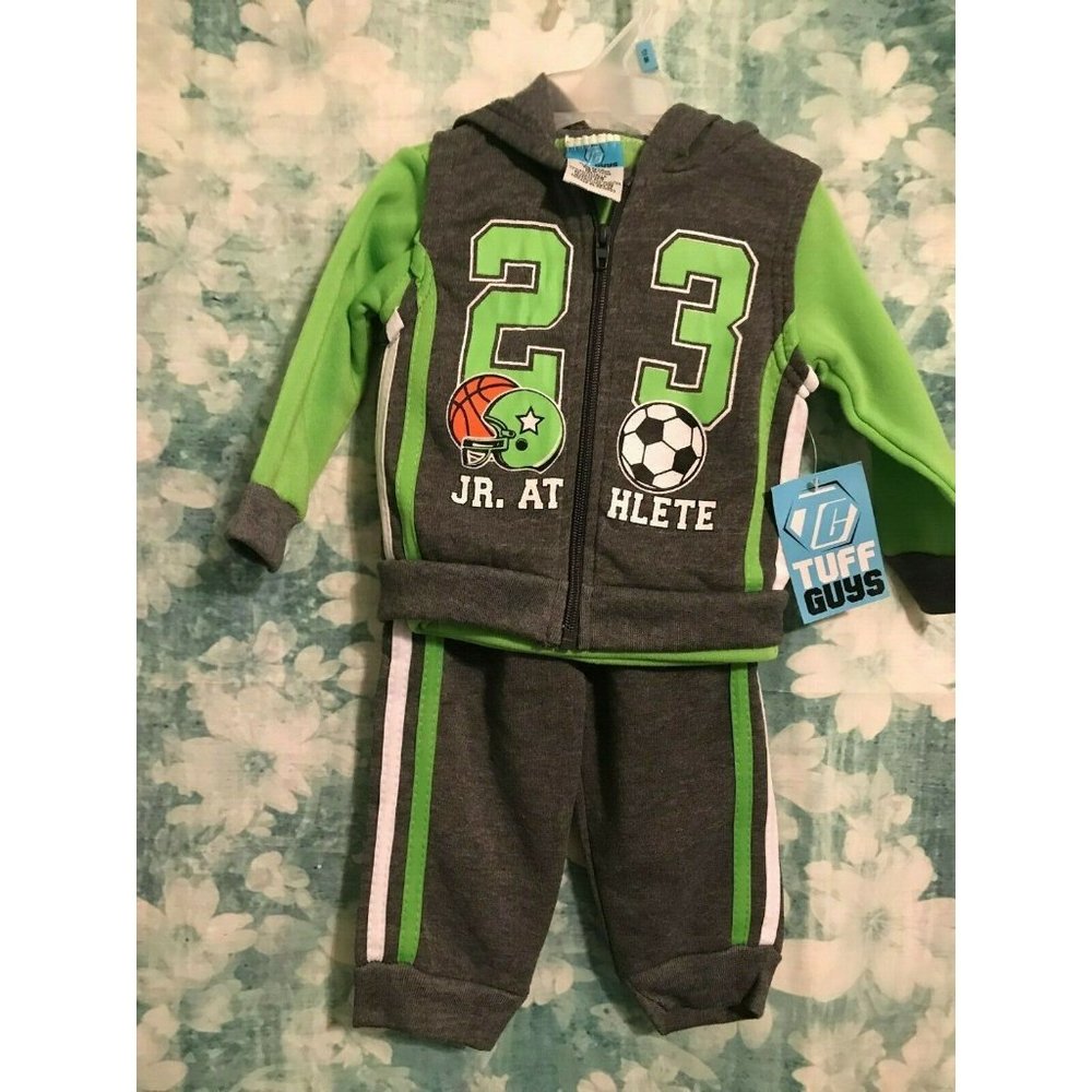 NWT TUFF GUYS TODDLER BOY'S Green Gray 3 piece SZ 12